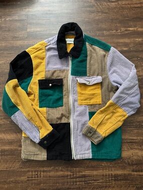 Urban Outfitters Ryder Blocked Corduroy Zip Shirt 100% Cotton